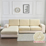 Housse Coussin d'Assise Canapé - Motif jacquard velours beige - La Maison de la Housse®