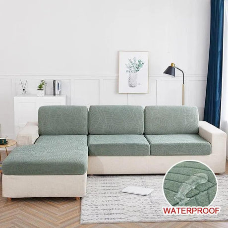 Housse Coussin d'Assise Canapé - Motif jacquard velours vert d'eau - La Maison de la Housse®