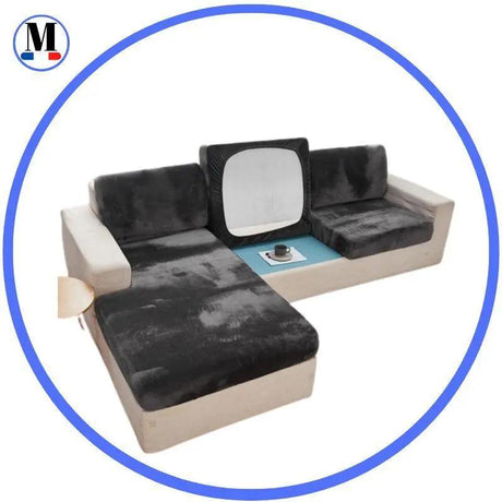 Housse Coussin d'Assise Canapé en Velours Gris Foncé - La Maison de la Housse®