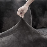 Housse Coussin d'Assise Canapé en Velours Gris Foncé - La Maison de la Housse®