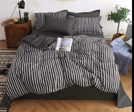 Housse De Couette De Lit Bande Noir - Polyester & Coton - La Maison de la Housse®