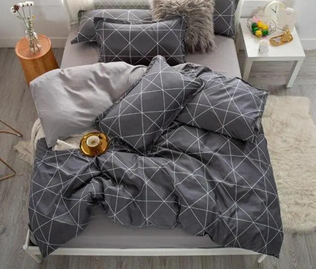 Housse De Couette De Lit Gris Rayures - Polyester & Coton - La Maison de la Housse®