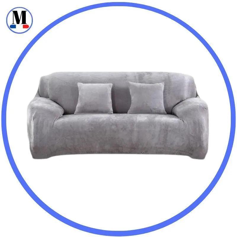 Housse de Canapé Velours Gris - La Maison de la Housse®