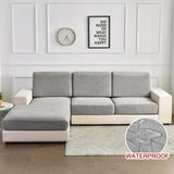 Housse de coussin d'assise pour canapé - Motif jacquard velours gris clair - La Maison de la Housse®