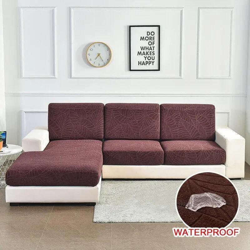 Housse de coussin d'assise pour canapé - Motif jacquard velours marron - La Maison de la Housse®