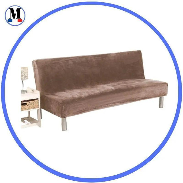 Housses De Canapé Clic Clac En Velours Marron Clair - La Maison de la Housse®