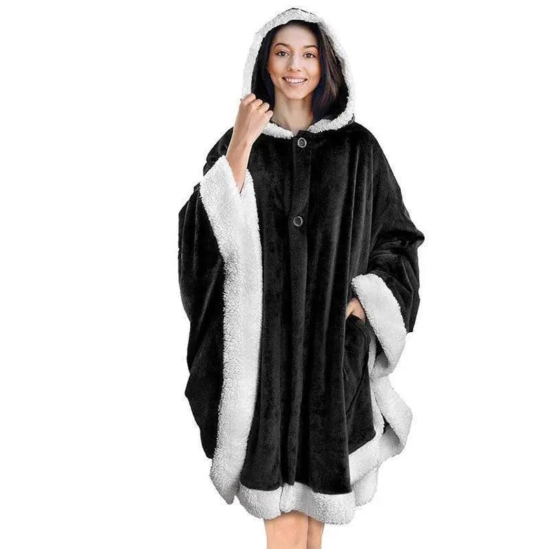 Plaid Poncho Sweat Cape Noir - La Maison de la Housse®