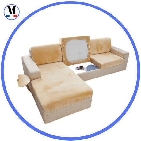 Housse Coussin d'Assise Canapé Velours Crème - La Maison de la Housse®