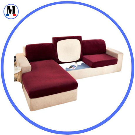 Housse Coussin d'Assise Canapé Velours Rouge Vin - La Maison de la Housse®