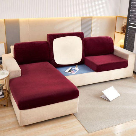 Housse Coussin d'Assise Canapé Velours Rouge Vin - La Maison de la Housse®