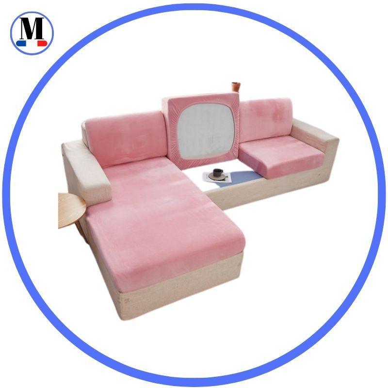 Housse Coussin d'Assise Canapé en Velours Rose - La Maison de la Housse®