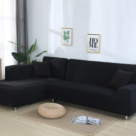 Housse De Canapé d'Angle Black Noir - La Maison de la Housse®