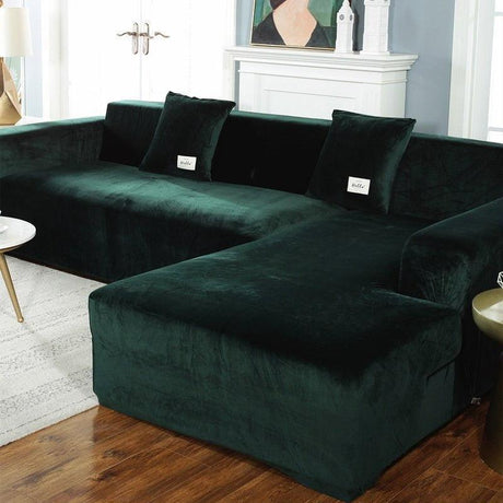 Housse De Canapé d'Angle En Velours Vert - La Maison de la Housse®