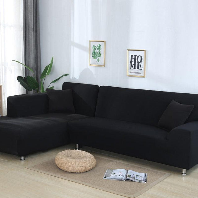 Housse De Canapé d'Angle Black Noir - La Maison de la Housse®