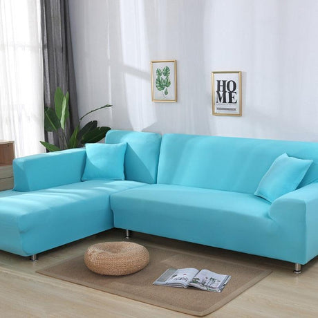 Housse De Canapé d'Angle bleu Cyan - La Maison de la Housse®