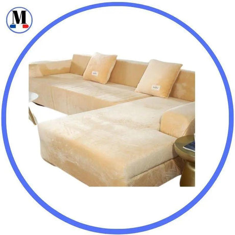 Housse de canapé d’angle Velours Beige pour Housse De Canapé d'Angle – La Maison De La Housse & Le Comptoir de Justine