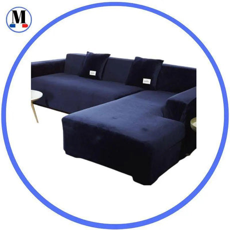 Housse de canapé d’angle Velours Bleu marine pour Housse De Canapé d'Angle – La Maison De La Housse & Le Comptoir de Justine