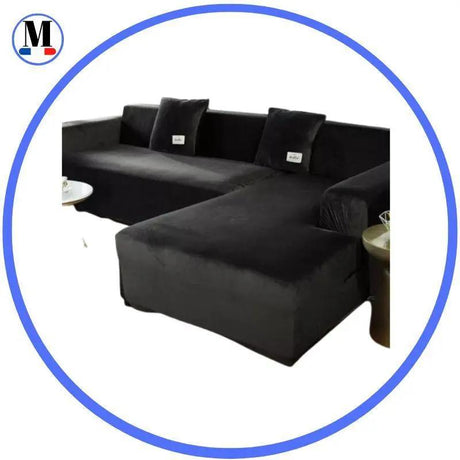 Housse de canapé d’angle Velours Noir pour Housse De Canapé d'Angle – La Maison De La Housse