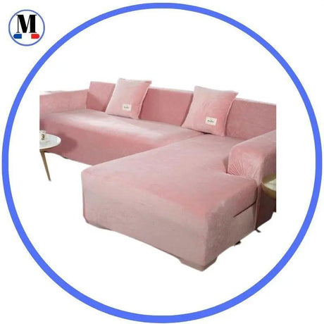 Housse de canapé d’angle Velours Rose pour Housse De Canapé d'Angle – La Maison De La Housse & Le Comptoir de Justine