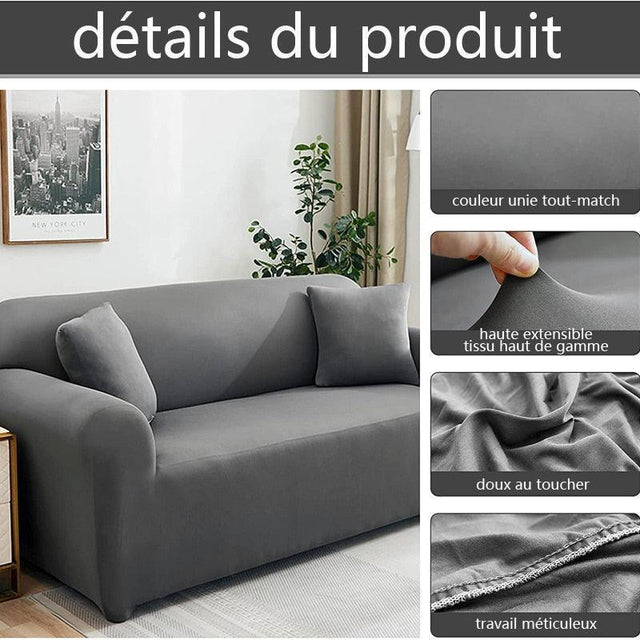 Housse De Canapé d'Angle Gris Hadès - La Maison de la Housse®