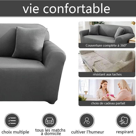 Housse De Canapé d'Angle Gris Hadès - La Maison de la Housse®