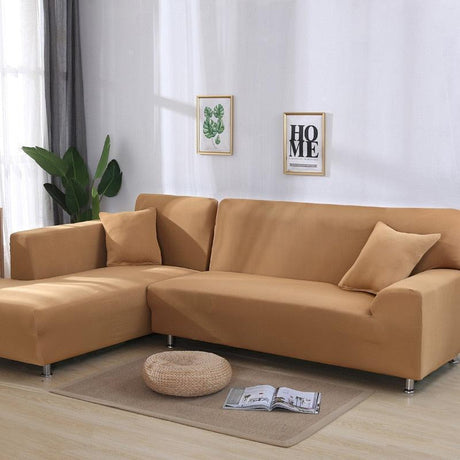 Housse De Canapé d'Angle Marron camel - La Maison de la Housse®