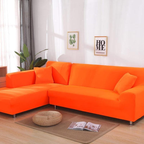 Housse De Canapé d'Angle Orange Jus - La Maison de la Housse®