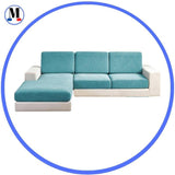 Housse de coussin d'assise pour canapé - Motif jacquard velours bleu - La Maison de la Housse®