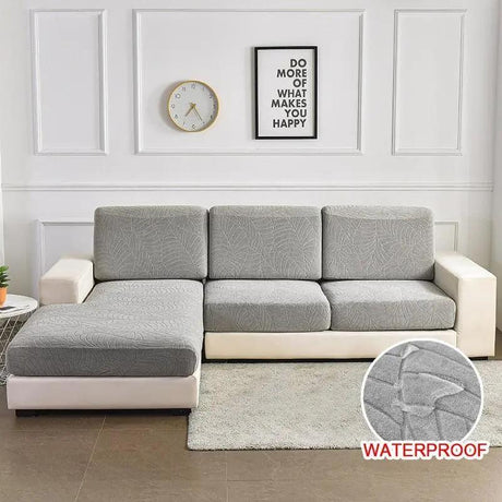 Housse de coussin d'assise pour canapé - Motif jacquard velours gris clair pour product_type – La Maison De La Housse