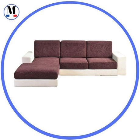 Housse de coussin d'assise pour canapé - Motif jacquard velours marron - La Maison de la Housse®