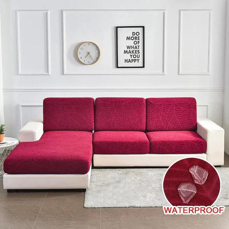 Housse Coussin d'Assise Motif jacquard velours rouge vin pour HOUSSE SIEGES DE CANAPÉ – La Maison De La Housse