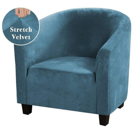 Housse De Fauteuil Club Velours Bleu Lac - La Maison de la Housse®