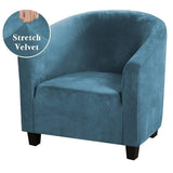 Housse De Fauteuil Club Velours Bleu Lac - La Maison de la Housse®