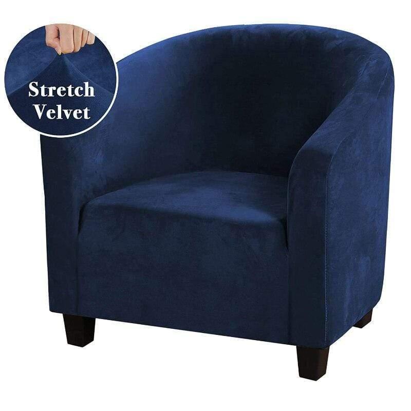 Housse De Fauteuil Club - Velours Bleu Marine - La Maison de la Housse®