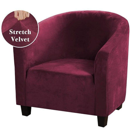Housse De Fauteuil Club - Velours Rouge Vin - La Maison de la Housse®