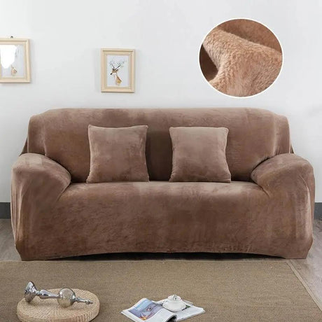 Housse de Canapé Extensible en Velours Camel pour Housse En Velours – La Maison De La Housse