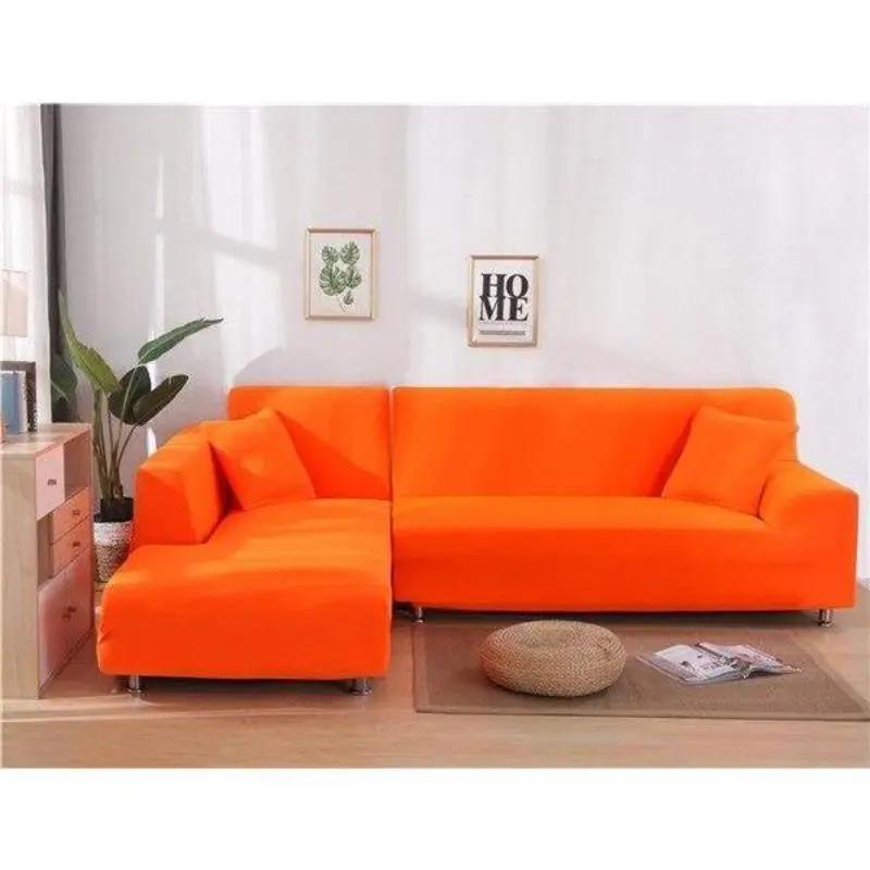 Housse de canapé d’angle Orange pour Housse De Canapé d'Angle – La Maison De La Housse Canapé Extensible Universelle