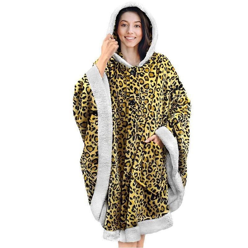Plaid Poncho Sweat Cape Léopard - La Maison de la Housse®