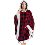 Plaid Poncho Sweat Cape Rouge carreaux - La Maison de la Housse®