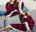 Plaid Poncho Sweat Cape Rouge carreaux - La Maison de la Housse®