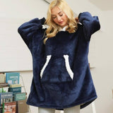 Poncho Pull Over Sweatshirt Plaid - Bleu Taille Unique - Femme - La Maison de la Housse®