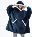 Poncho Pull Over Sweatshirt Plaid - Bleu Taille Unique - Femme - La Maison de la Housse®