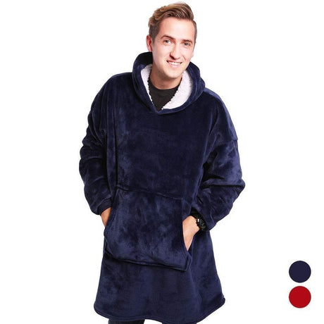 Poncho Pull Over Sweatshirt Plaid Bleu Taille Unique - Homme - La Maison de la Housse®
