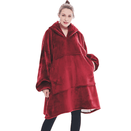 Poncho Pull Over Sweatshirt Plaid - Rouge Taille Unique - Femme - La Maison de la Housse®