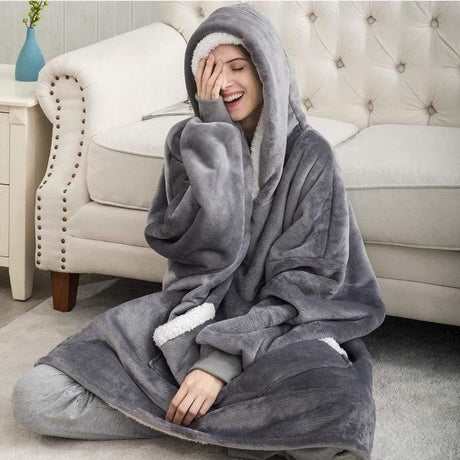 Sweat à Capuche Plaid Poncho Pull - La Maison de la Housse®