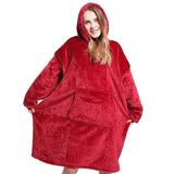 Sweatshirt Poncho Pull Over Plaid Rouge Taille Unique - Homme & Femme - La Maison de la Housse®